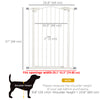 PawHut Extra Tall Dog Gate with Door, Pressure Fit, Auto Close, Double Locking for Doorways Hallways Stairs, White