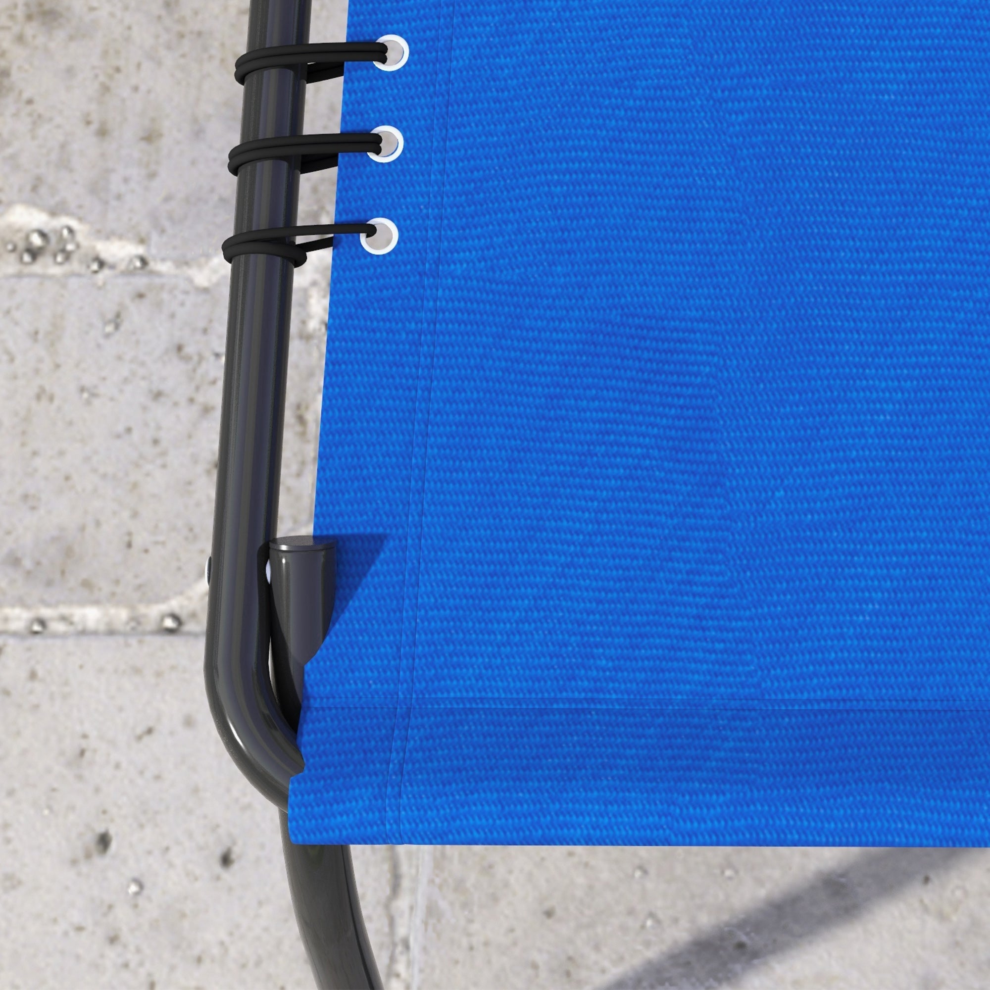 Outsunny 2 Pieces Folding Lounge Chairs, 4-Level Adjustable Chaise Lounges with Headrest, Tanning Chair Beach Beds, Reclining Lounger Cot for Camping, Hiking, Backyard, Blue