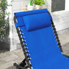 Outsunny 2 Pieces Folding Lounge Chairs, 4-Level Adjustable Chaise Lounges with Headrest, Tanning Chair Beach Beds, Reclining Lounger Cot for Camping, Hiking, Backyard, Blue