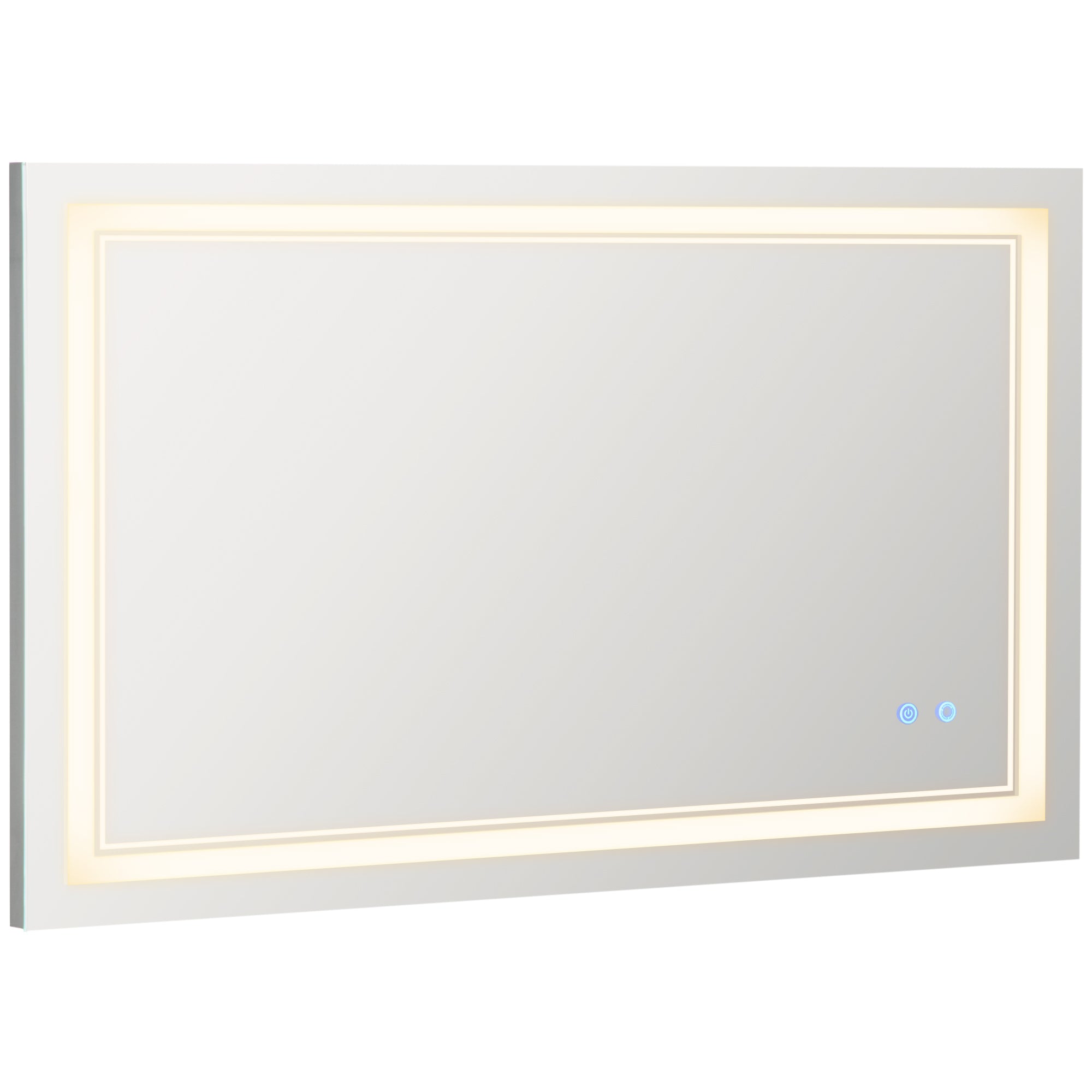 kleankin 40" x 24" LED Bathroom Mirror, Dimmable Lighted Wall-Mounted Mirror, with 3 Colour, Smart Touch, Plug-in, Vertical or Horizontal Hanging