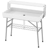 Outsunny 3.5ft Folding Ice Cooler Table with Drain, 2-Tier Party Cooler Table Outdoor Cooler Table with Shelf, Patio Cooler Table for Party Picnic BBQ Camping Wedding, White