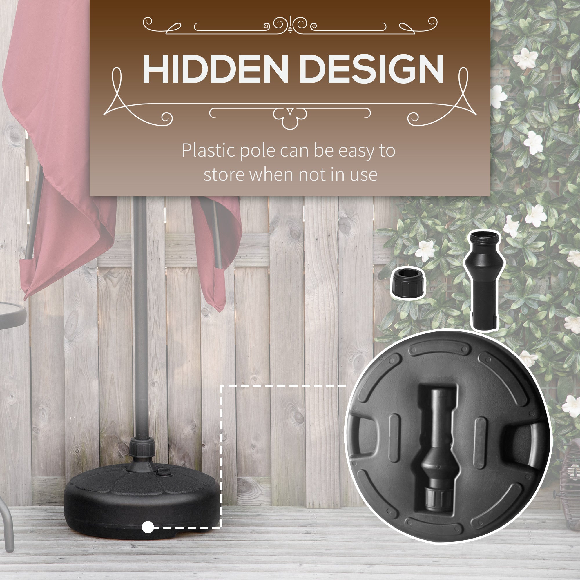 Outsunny Patio Umbrella Base, Round Umbrella Stand, Water or Sand Filled, Garden Umbrella Holder for 1.26