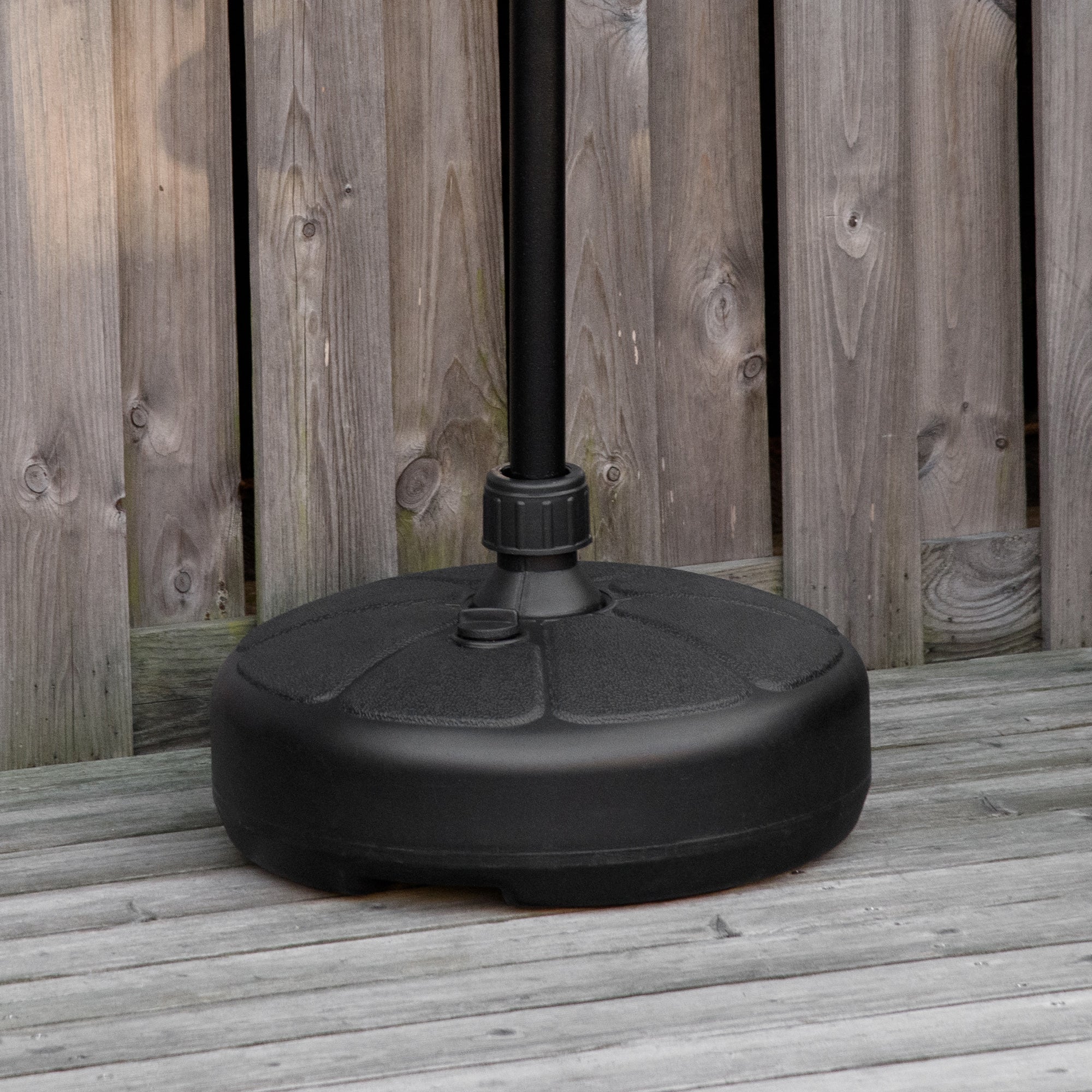Outsunny Patio Umbrella Base, Round Umbrella Stand, Water or Sand Filled, Garden Umbrella Holder for 1.26", 1.5" Poles, Black