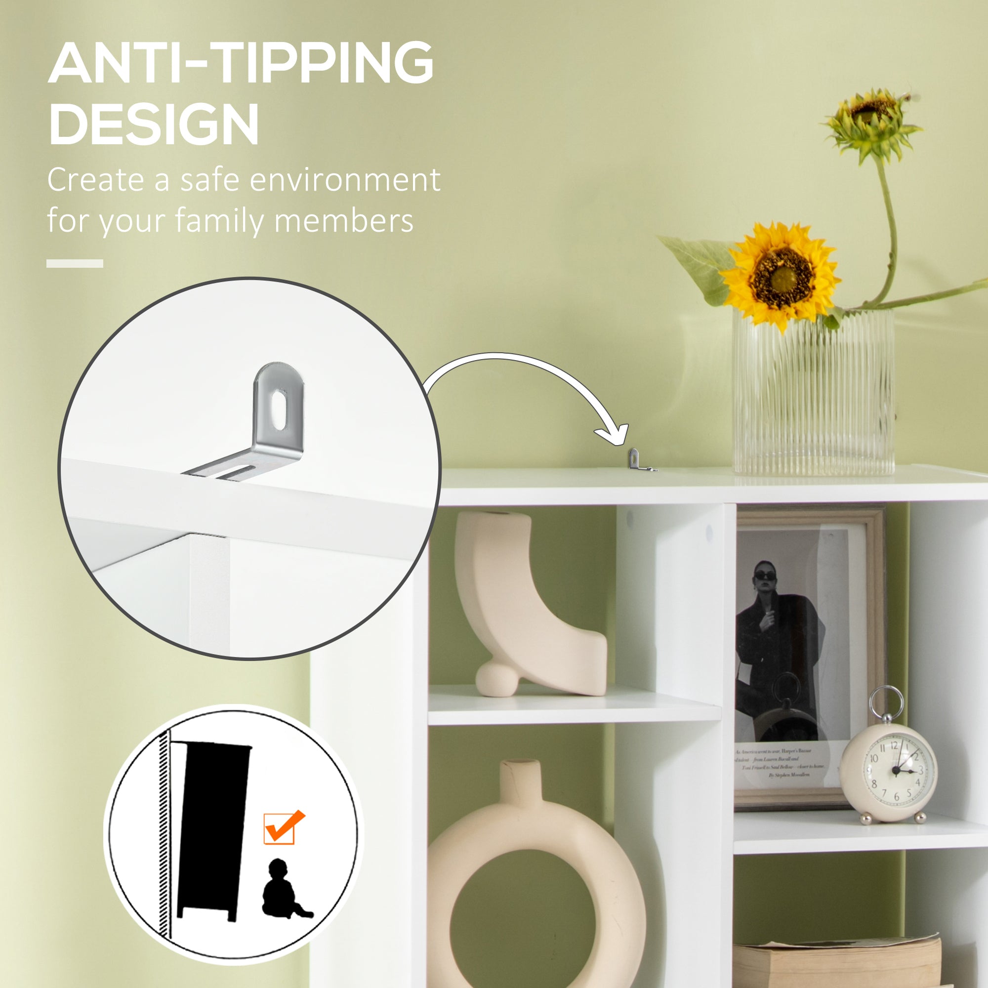 HOMCOM Tall Bookshelf with Drawer, Freestanding Bookcase with Open Shelves, Shelving Unit, Display Rack for Bedroom, Living Room, Home Office, White