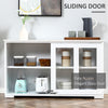 HOMCOM Modern Kitchen Sideboard, Stackable Storage Cabinet, Sliding Glass Door Console, Cupboard Serving Buffet, White