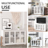 HOMCOM Modern Kitchen Sideboard, Stackable Storage Cabinet, Sliding Glass Door Console, Cupboard Serving Buffet, White