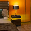 HOMCOM Nightstand, End Side Table with LED Lights, Bedside Table with 2 Drawers, for Bedroom, Black