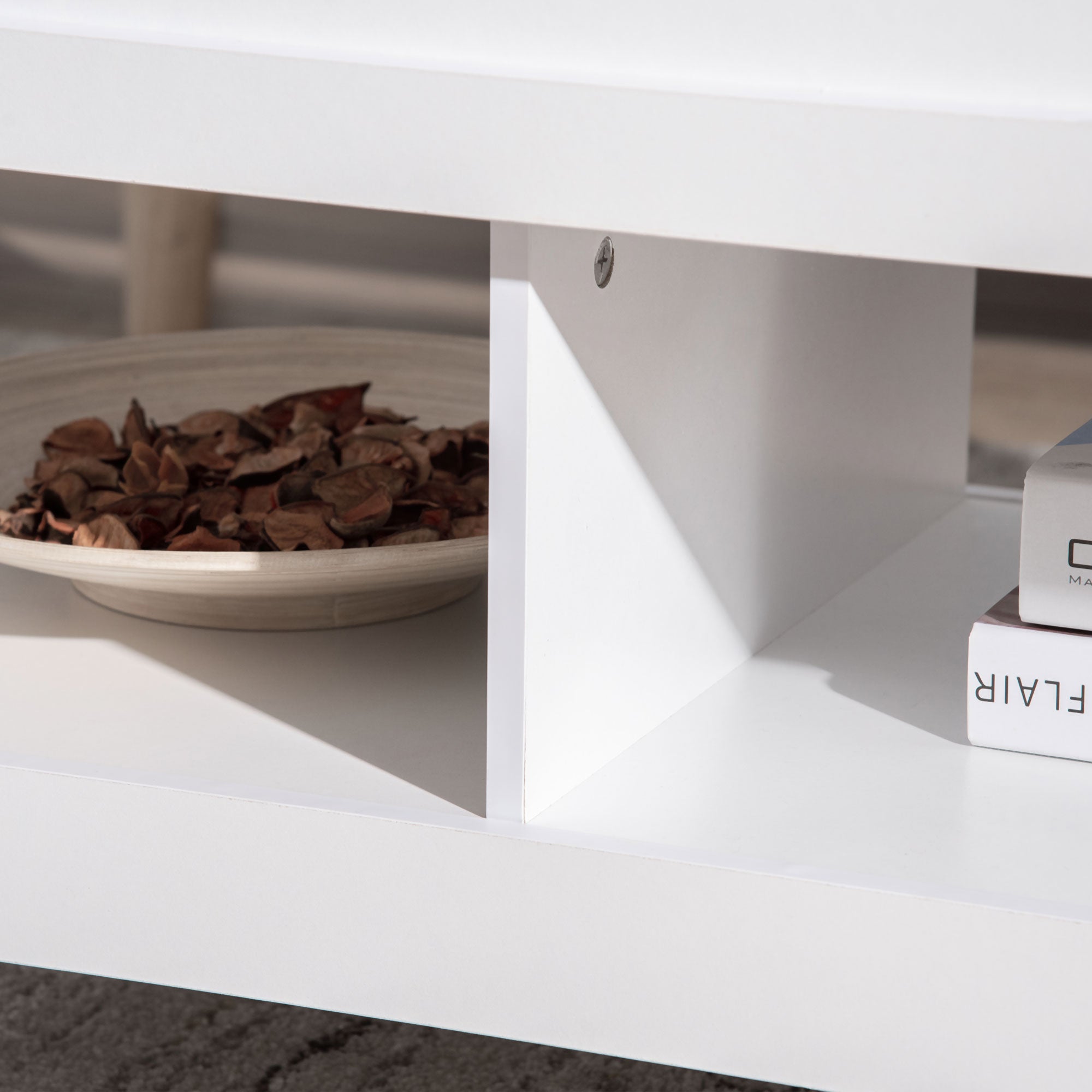 HOMCOM Lift Top Coffee Table with Hidden Storage Compartment and Open Shelves, Lift Tabletop Pop-Up Center Table for Living Room, White