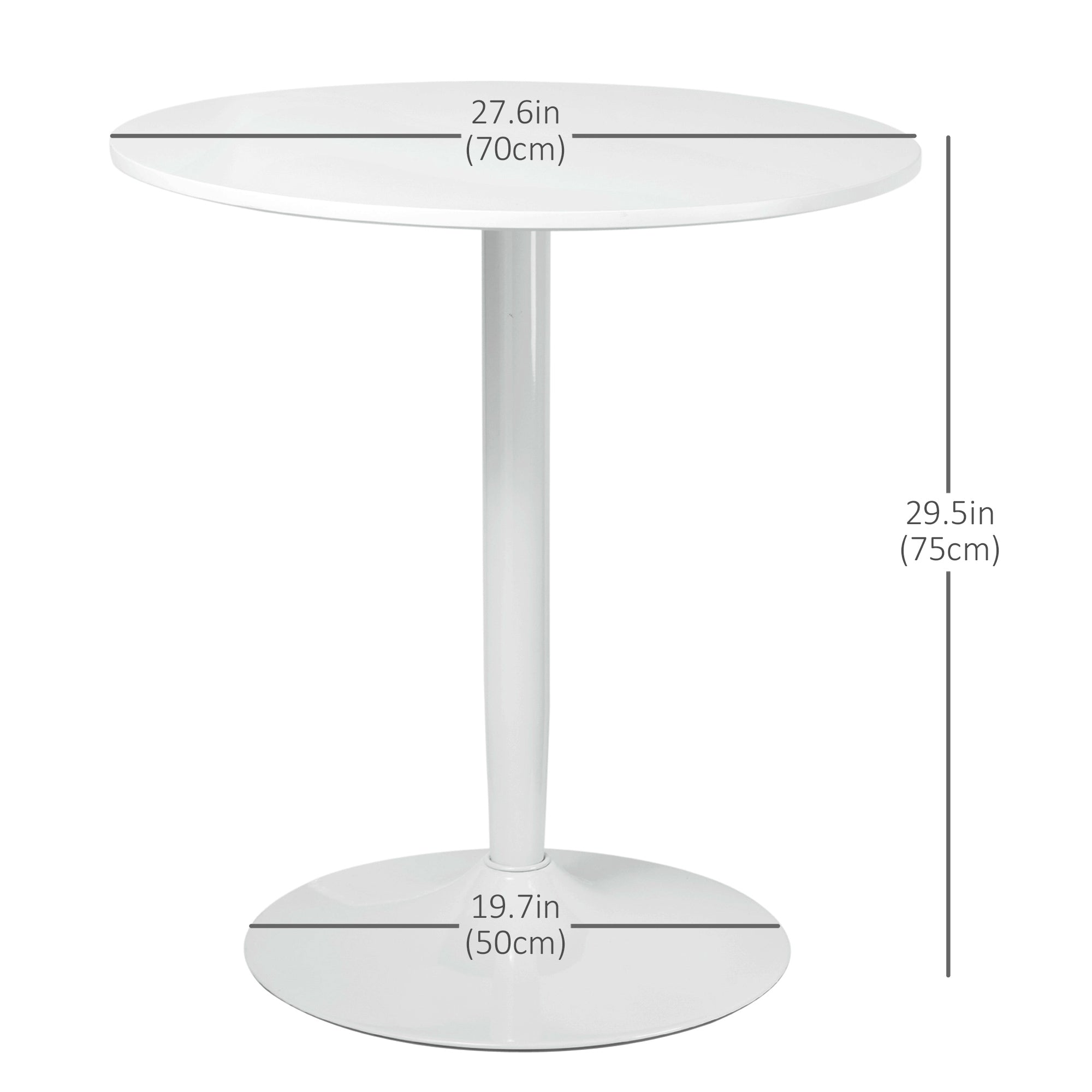 HOMCOM Round Dining Table for 2, Modern Kitchen Table with Painted Top and Steel Base for Living Room, Dining Room, White