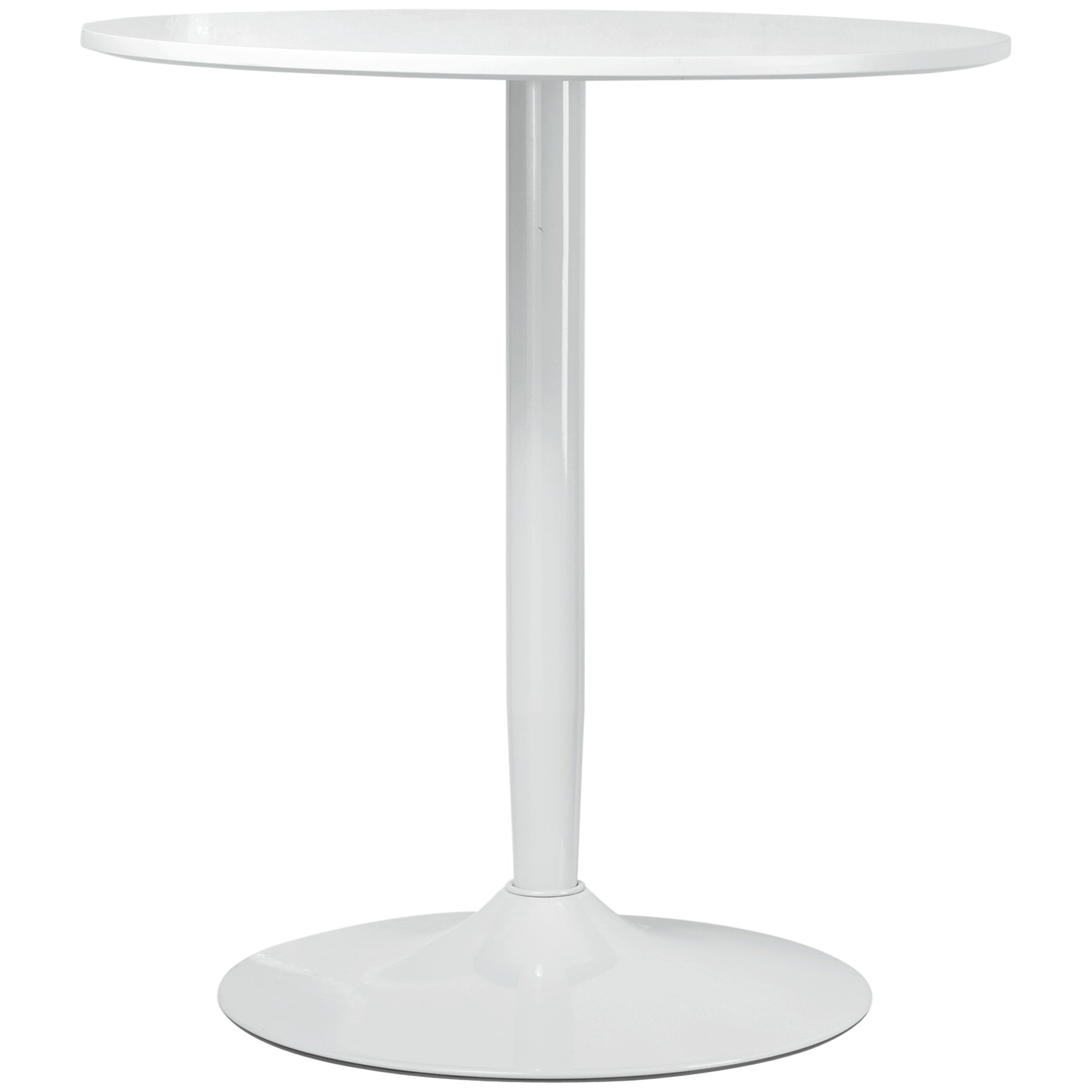 HOMCOM Round Dining Table for 2, Modern Kitchen Table with Painted Top and Steel Base for Living Room, Dining Room, White