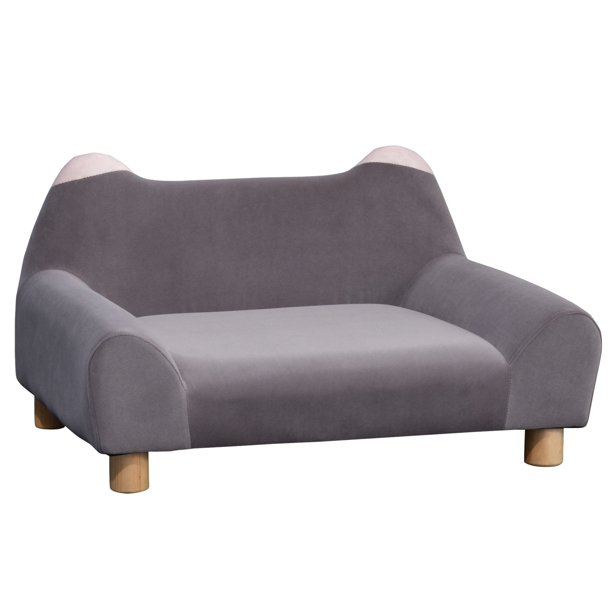 PawHut Dog Sofa Cute Ears Shape Pet Chair Couch Kitten Lounge Bed with Thick Sponge Padded, Wooden Legs for XS Size Dogs