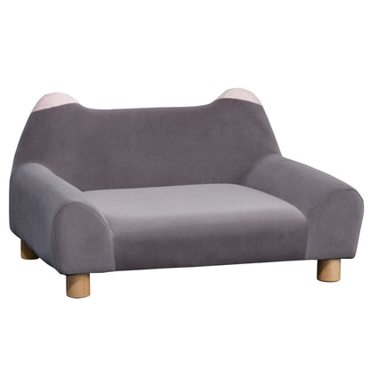 PawHut Dog Sofa Cute Ears Shape Pet Chair Couch Kitten Lounge Bed with Thick Sponge Padded, Wooden Legs for XS Size Dogs