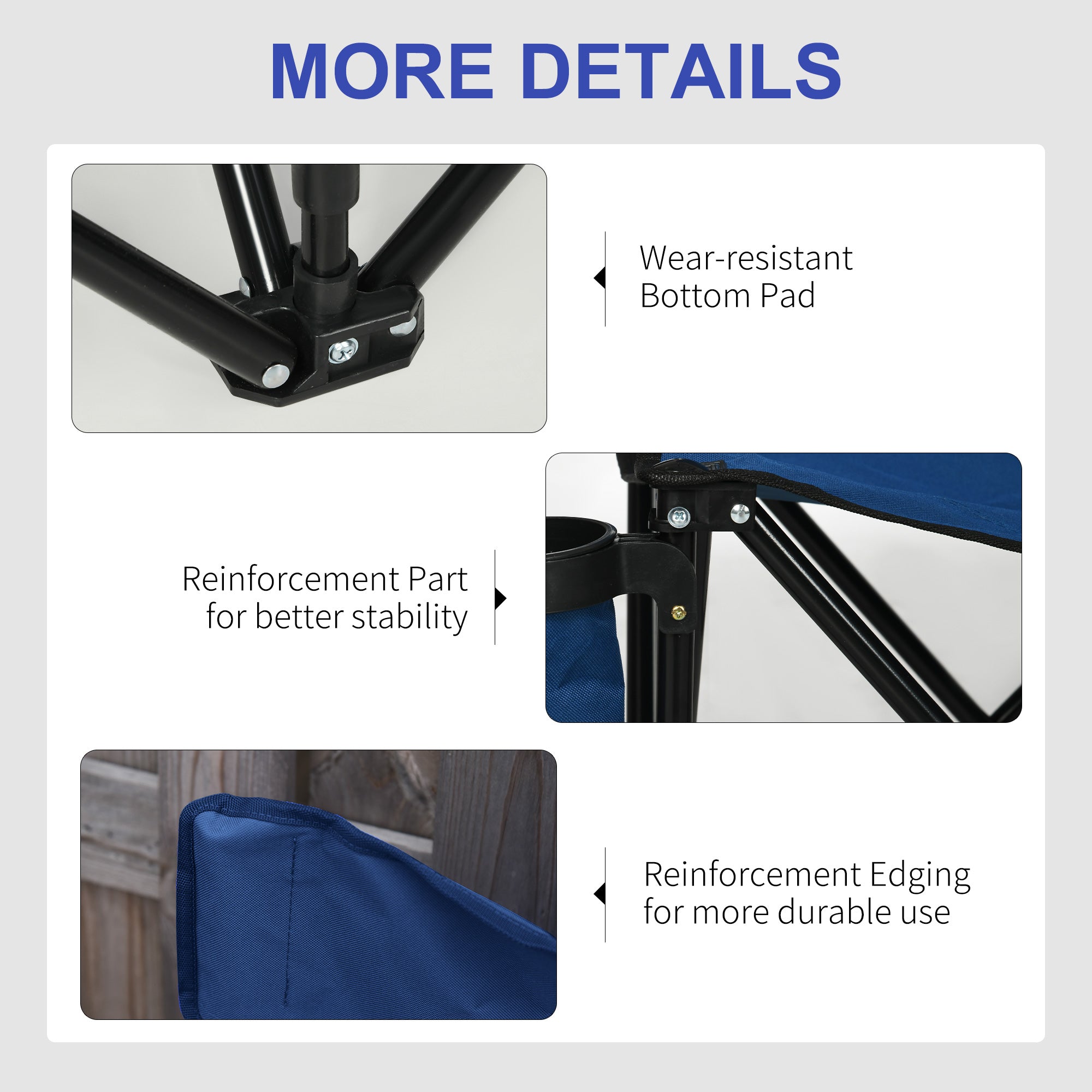 Outsunny 6 Seat Folding Camping Chair Portable Chaise Camping with Cup Holder and Carrying Case for Camping, Picnic, Sport Events, Blue