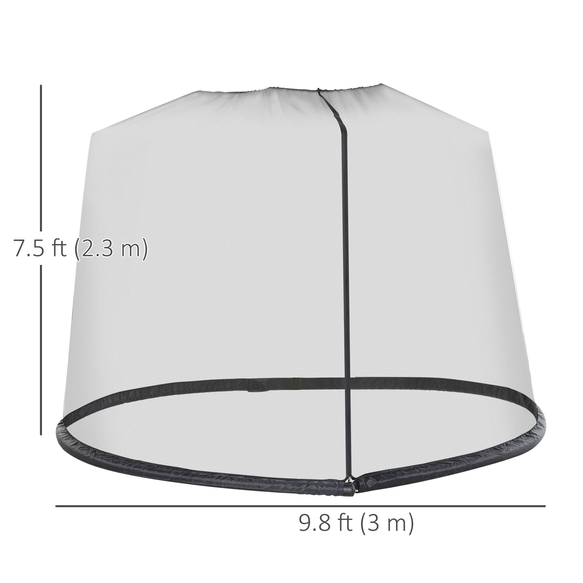 Outsunny Outdoor Patio 7.5ft Umbrella Table Screen Mosquito Bug Net, Garden Large Umbrella Cover Netting with Zippered Door, Black (Mosquito Netting ONLY)