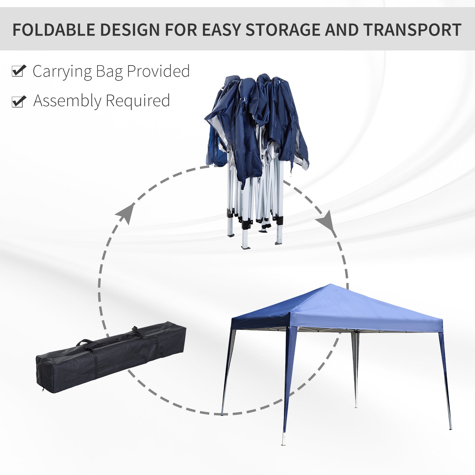 Outsunny 10 x 10ft Folding Pop Up Canopy Tent Outdoor Gazebo with Carrying Bag, Blue