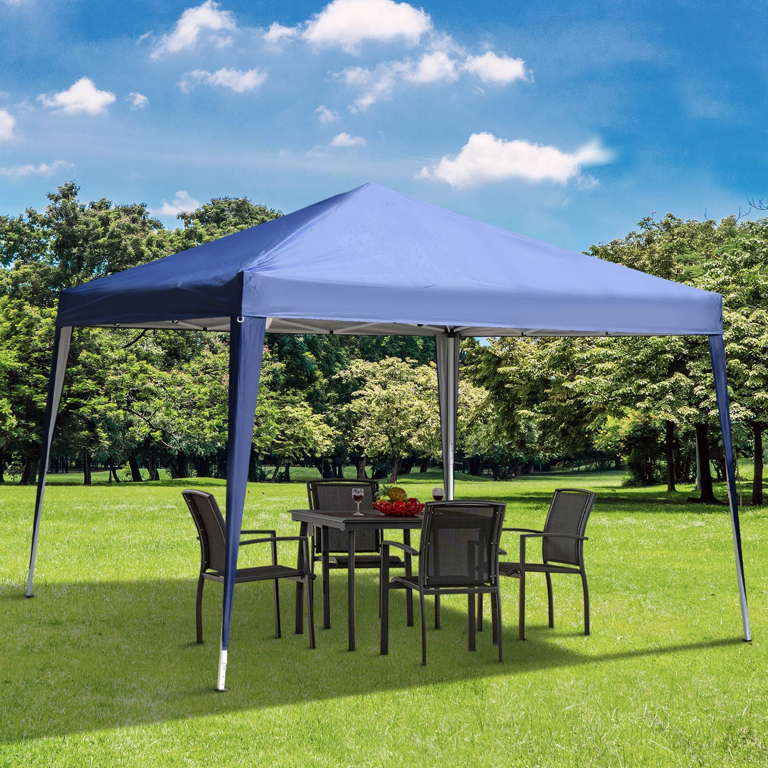 Outsunny 10 x 10ft Folding Pop Up Canopy Tent Outdoor Gazebo with Carrying Bag, Blue