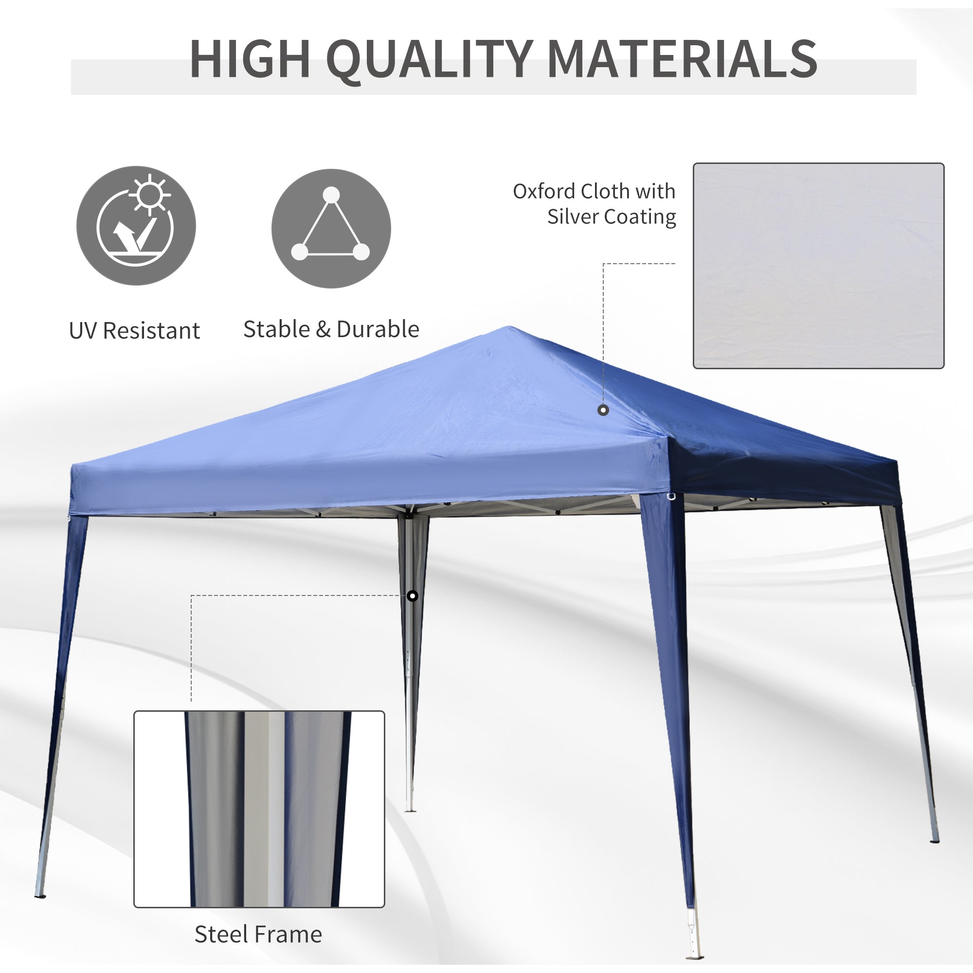 Outsunny 10 x 10ft Folding Pop Up Canopy Tent Outdoor Gazebo with Carrying Bag, Blue