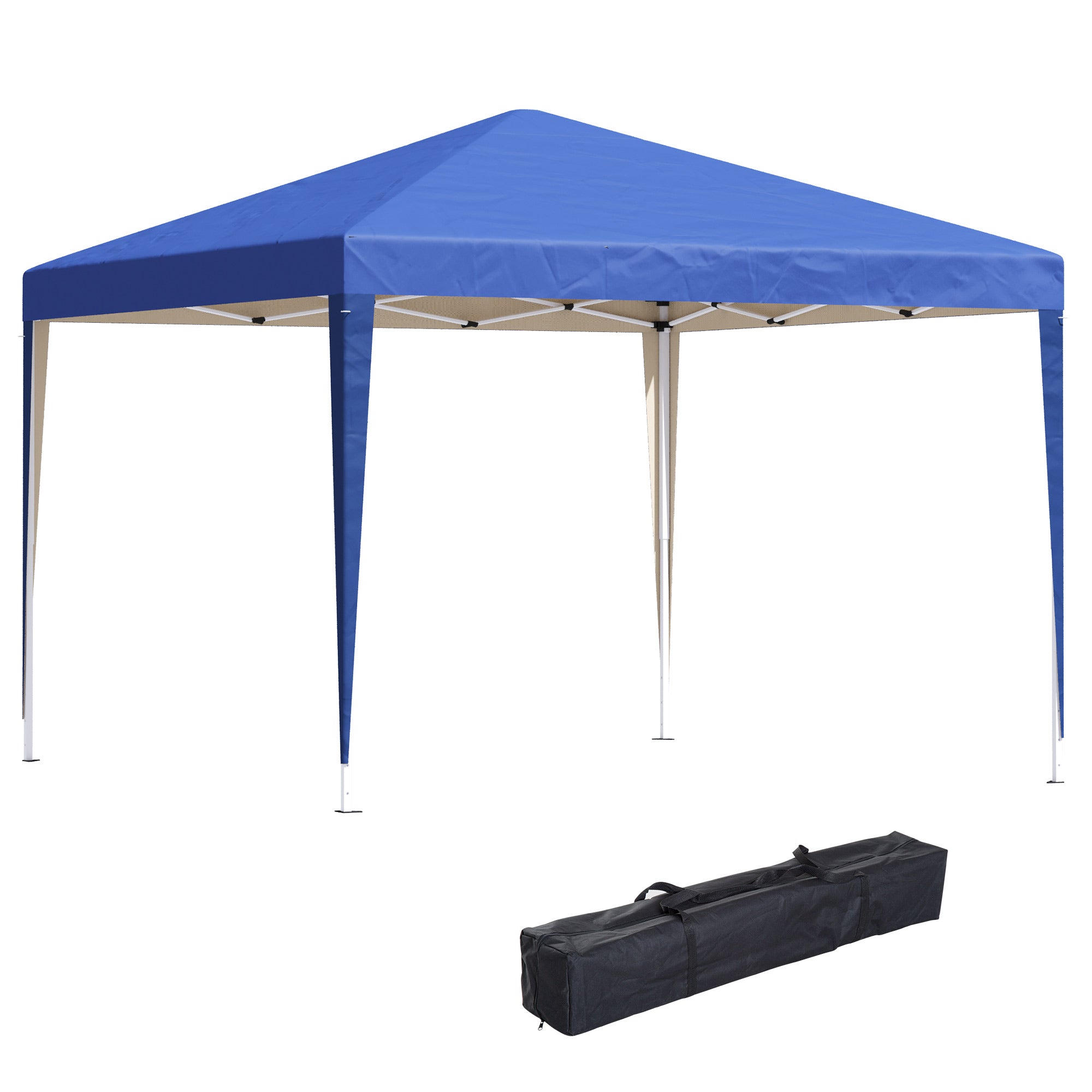 Outsunny 10 x 10ft Folding Pop Up Canopy Tent Outdoor Gazebo with Carrying Bag, Blue