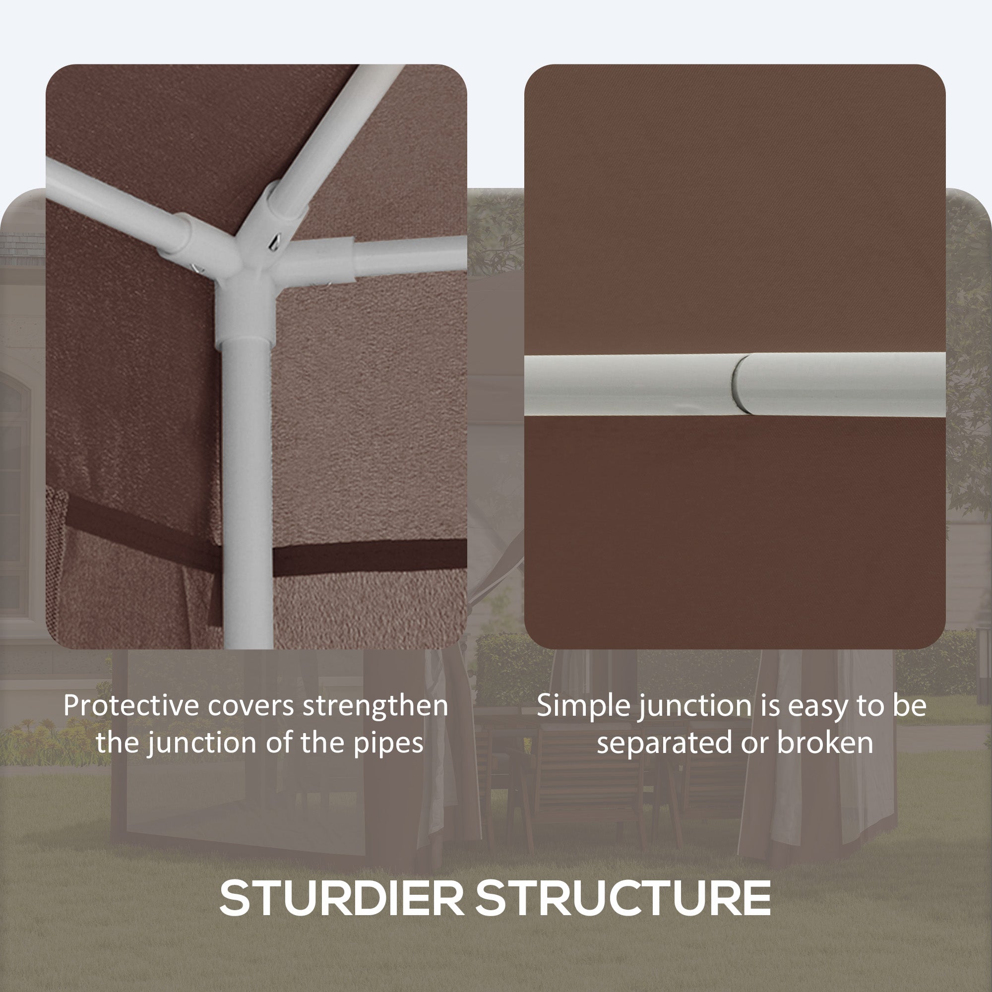 Outsunny 13' x 11' Hexagonal Party Tent, Canopy Tent with Nettings, Zipped Doors for Garden, Patio, Outdoor, Brown