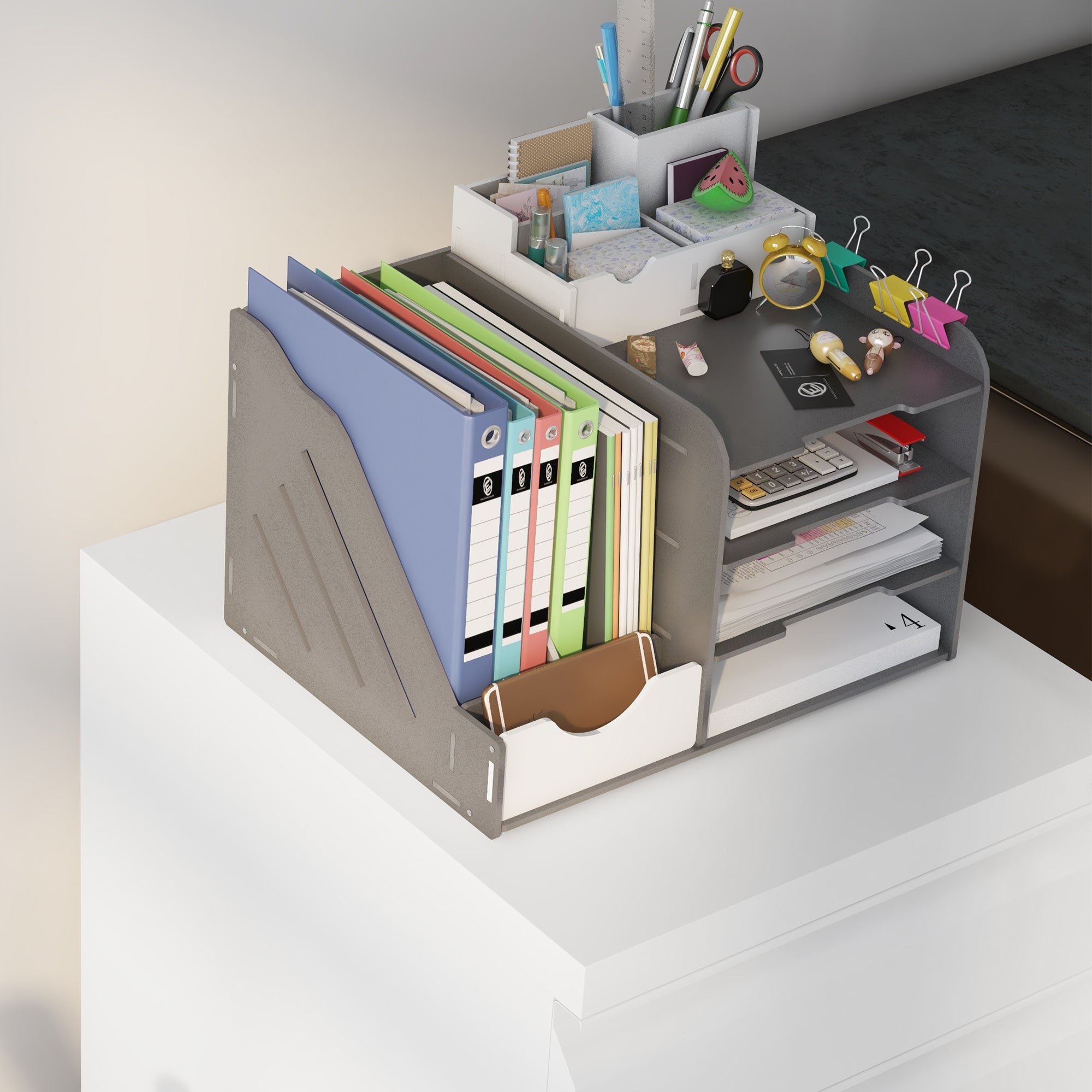 Vinsetto 3 Drawer Vertical File Cabinet with Lock, Steel Filing Cabinet with Wheels and Hanging Bar for A4 Legal and Letter Size Files, Printer Stand with Pre-Assembled Body, White