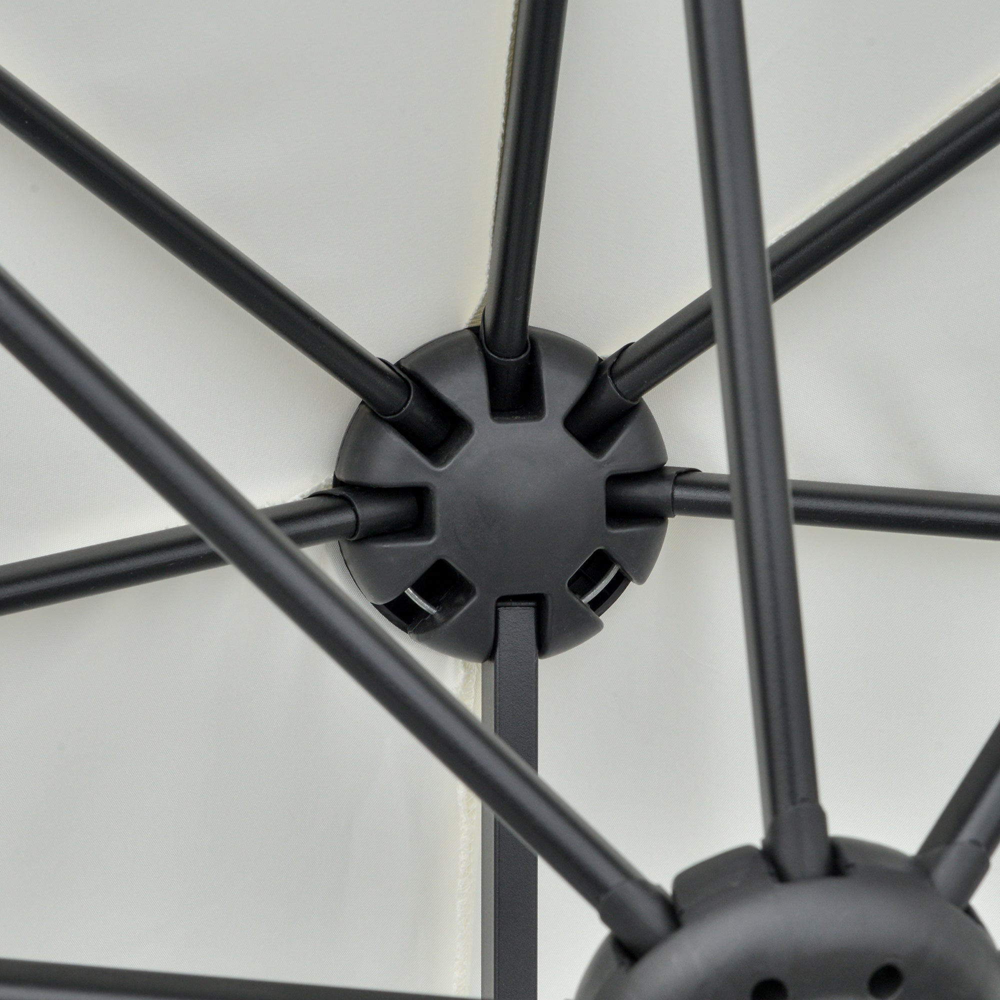 Outsunny 6.6 x 6ft Patio Umbrella with Double-Sided Canopy, Outdoor Market Half Parasol Sun Shade with Crank Handle and Cross Base for Garden, Balcony, Cream White