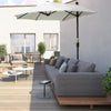 Outsunny 6.6 x 6ft Patio Umbrella with Double-Sided Canopy, Outdoor Market Half Parasol Sun Shade with Crank Handle and Cross Base for Garden, Balcony, Cream White