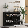 HOMCOM 4 Drawers Entryway Shoe Cabinet, Narrow Shoe Storage Cabinet with 4 Flip Drawers and Adjustable Shelves for 20 Pairs of Shoes, Black