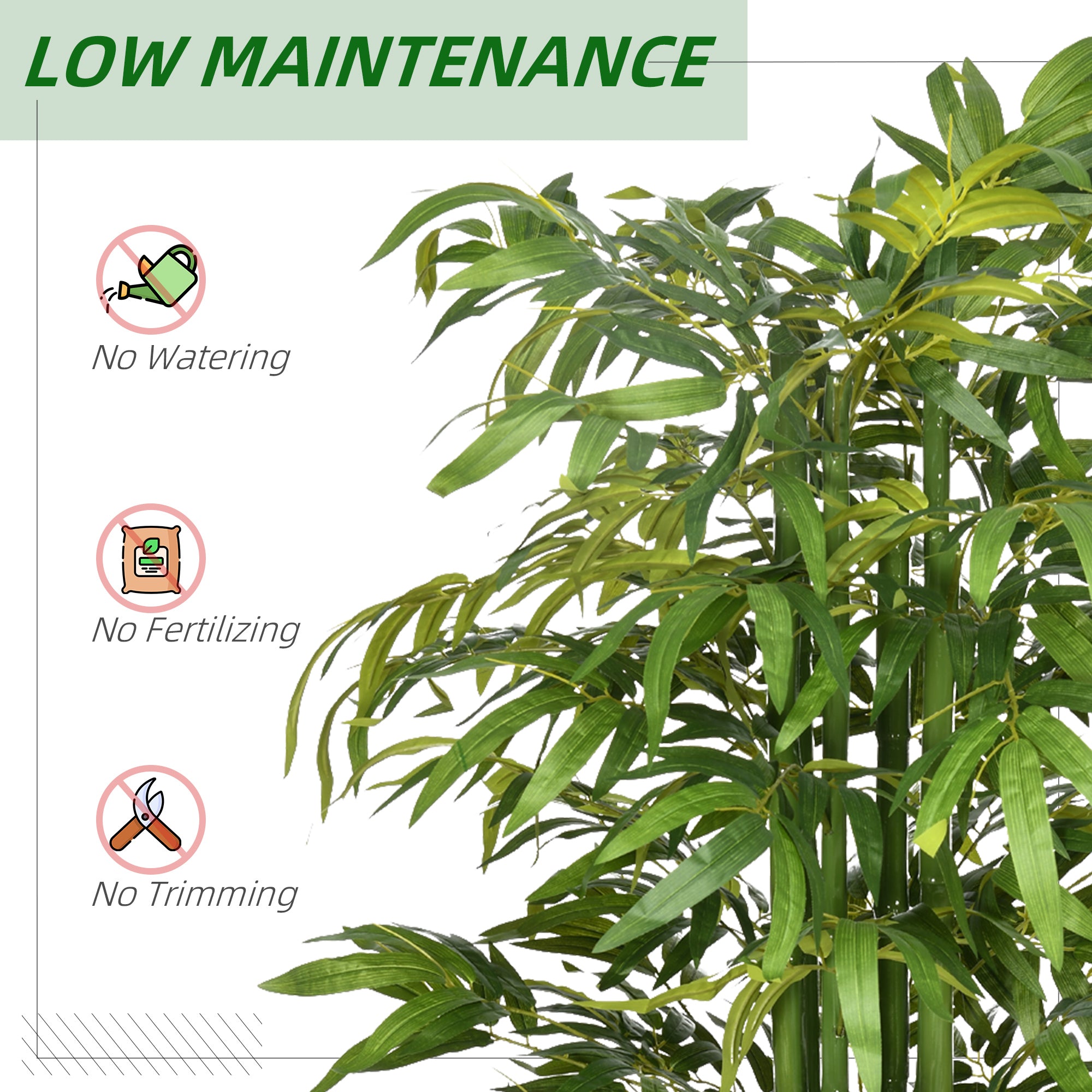 HOMCOM 6FT Artificial Bamboo Tree in Pot, Indoor Fake Plants for Home Office Living Room Decor, Green