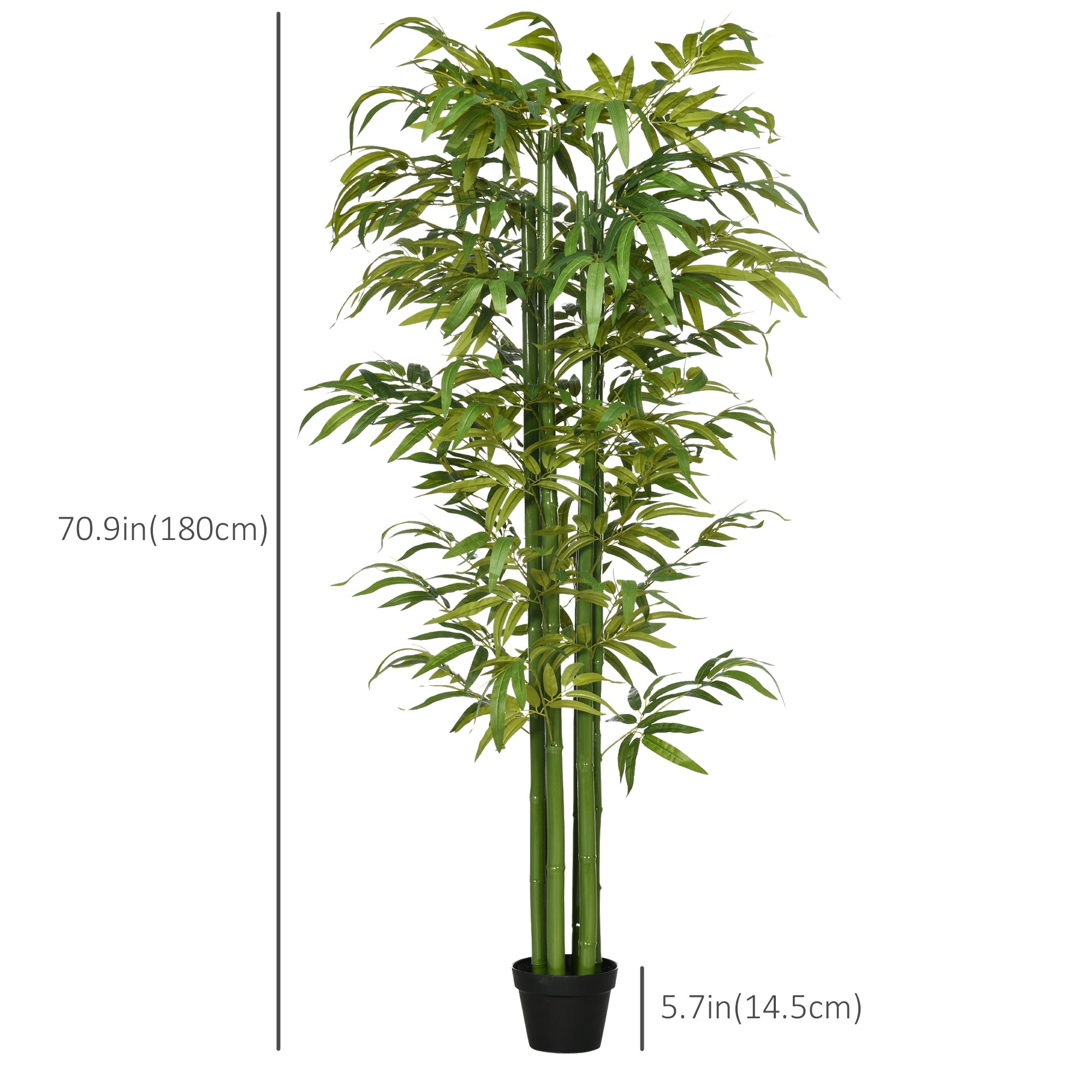 HOMCOM 6FT Artificial Bamboo Tree in Pot, Indoor Fake Plants for Home Office Living Room Decor, Green