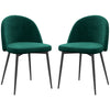 HOMCOM Modern Dining Chairs Set of 2, Mid-Back Velvet Upholstered Kitchen Chairs, Side Chair for Living Room, Dining Room, Green
