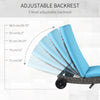 Outsunny Wicker Chaise Lounge, Outdoor Lounge Chair, 5-Level Adjustable Backrest S-Shape Rattan Lounger with Cushion & Wheels for Patio, Deck, Poolside, Sky Blue