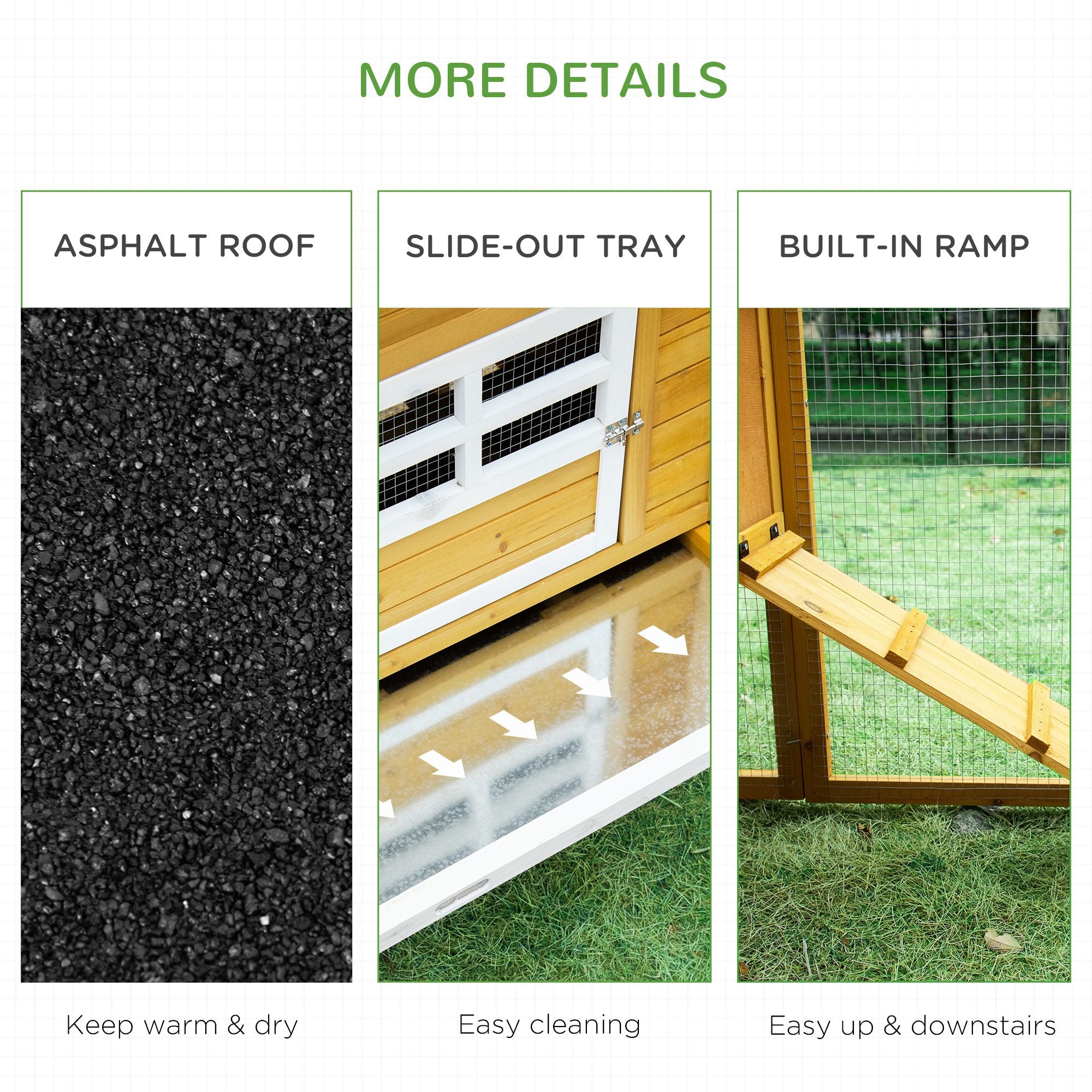 PawHut 79" Wooden Chicken Coop, Outdoor Hen House, Poultry Habitat with Removable Tray, Nesting Box, Run, Ramp