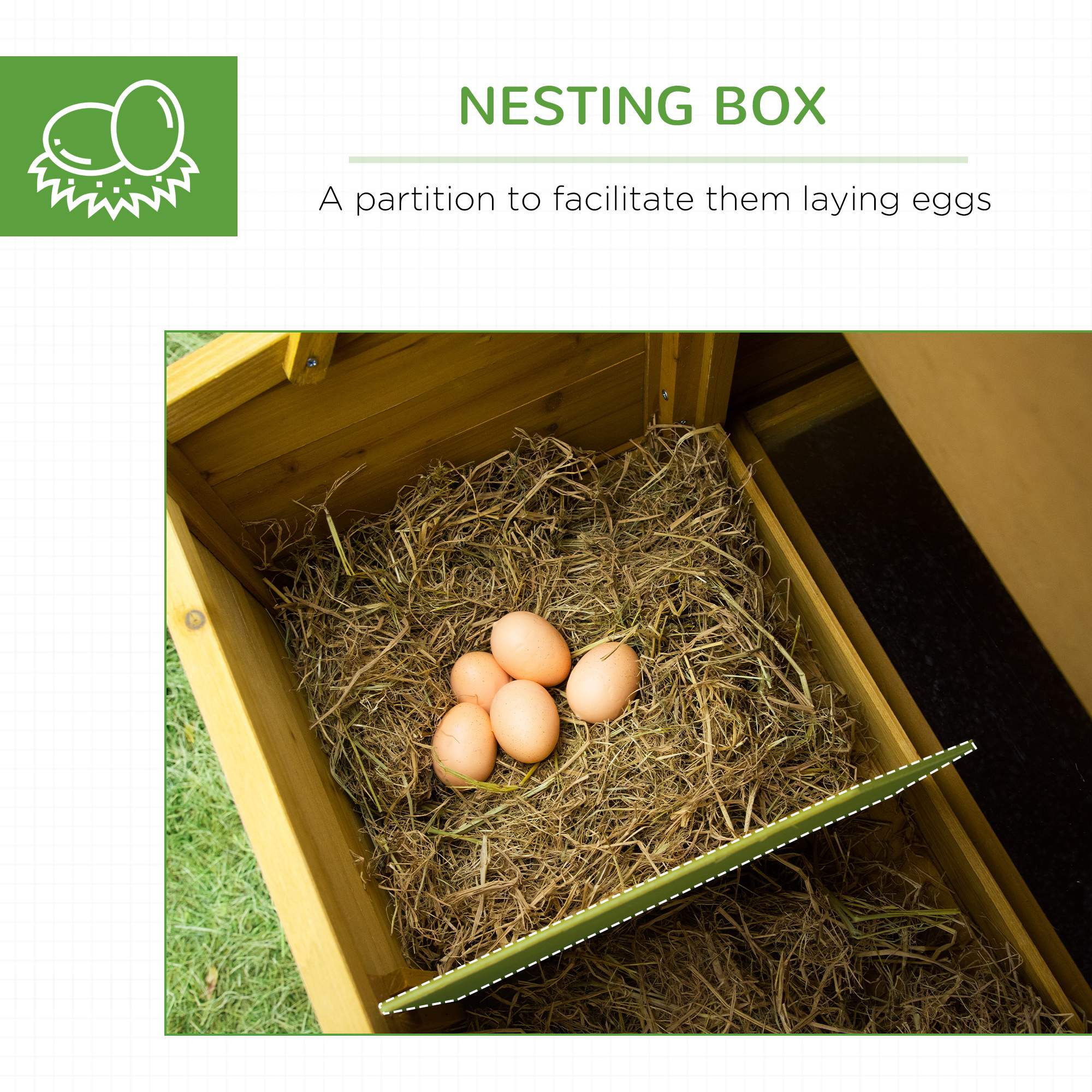 PawHut 79" Wooden Chicken Coop, Outdoor Hen House, Poultry Habitat with Removable Tray, Nesting Box, Run, Ramp