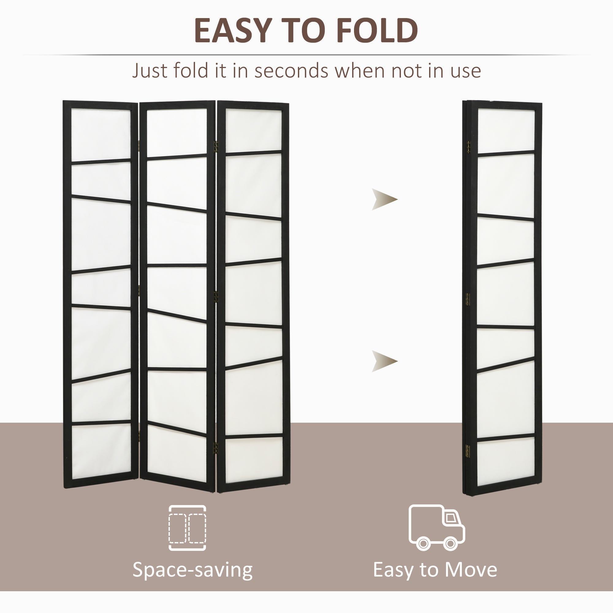 HOMCOM 5.6ft 3 Panel Room Divider, Folding Wood Privacy Screen, Freestanding Wall Partition Divider, White