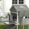 PawHut 123" Extra Large Chicken Coop, Wooden Chicken Run with Nesting Boxes, Run, Doors, Tray, Ramp for 4-6 Chickens, Rabbits, Ducks Outdoor Use, Grey