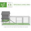PawHut 123" Extra Large Chicken Coop, Wooden Chicken Run with Nesting Boxes, Run, Doors, Tray, Ramp for 4-6 Chickens, Rabbits, Ducks Outdoor Use, Grey