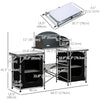 Outsunny Camping Kitchen, Folding Camping Table Storage Unit with Windshield, Cupboards and Carrying Bag, Aluminum Frame, for BBQ Camp Party Picnic