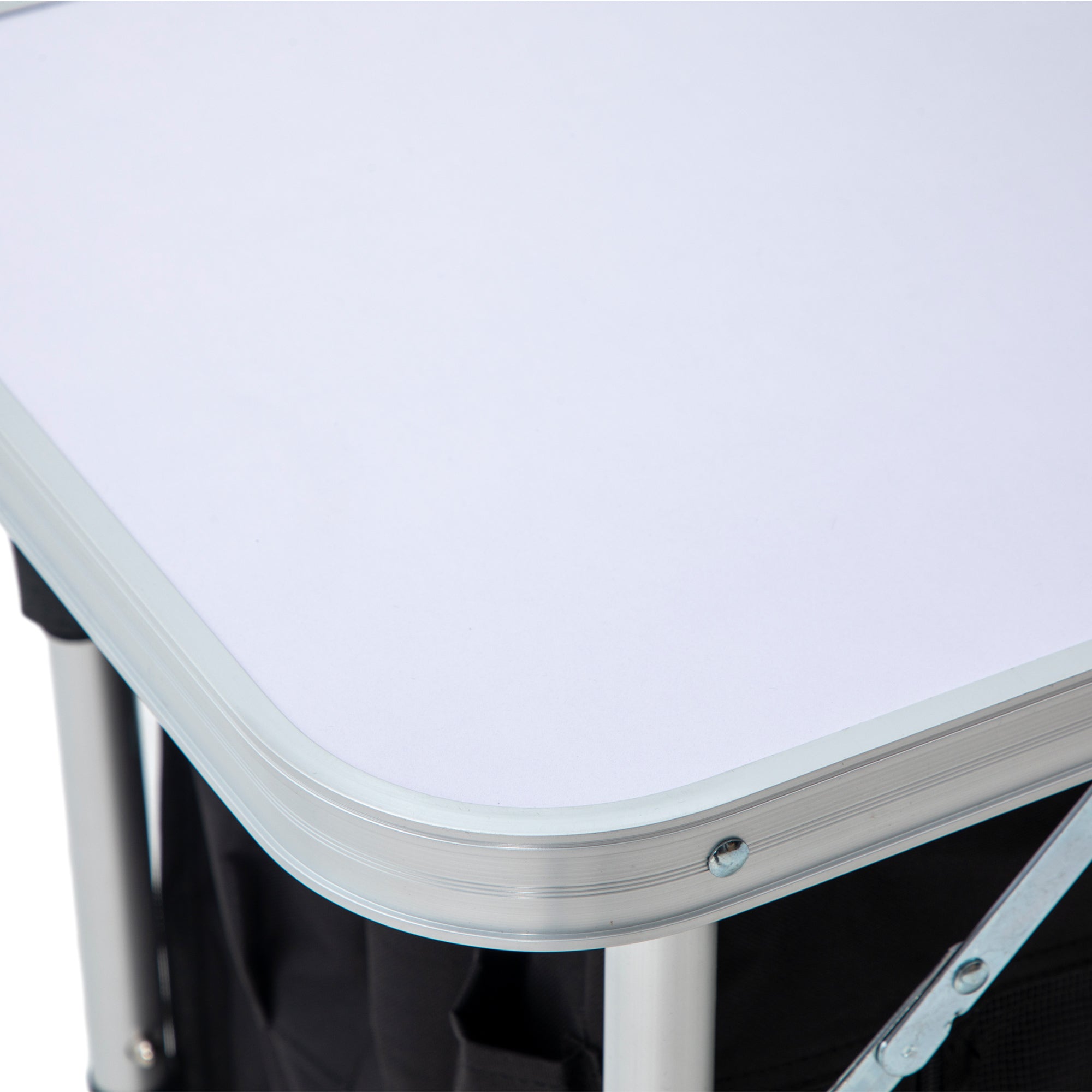 Outsunny Camping Kitchen, Folding Camping Table Storage Unit with Windshield, Cupboards and Carrying Bag, Aluminum Frame, for BBQ Camp Party Picnic