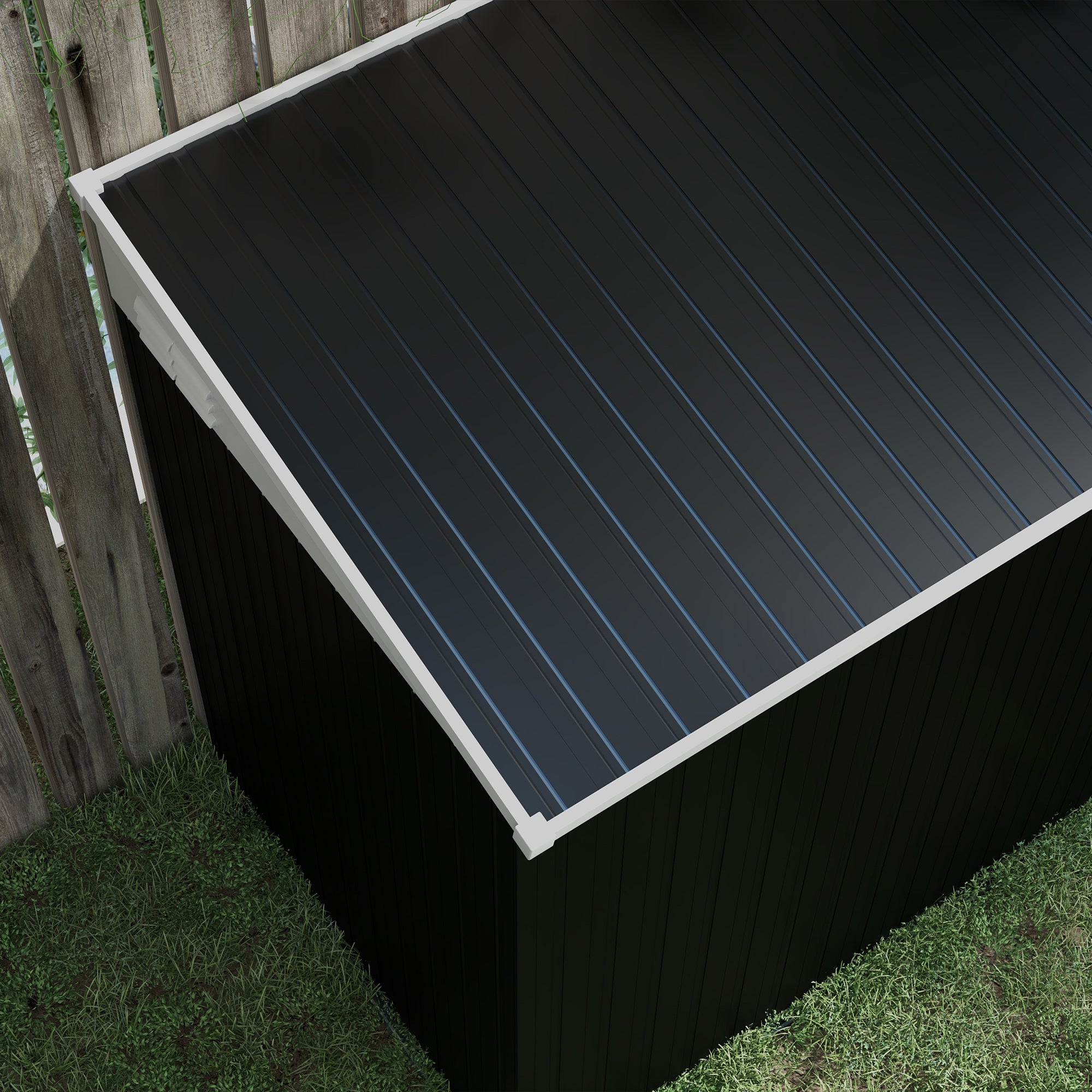 Outsunny 4' x 8' Steel Garden Storage Shed Lean to Shed Outdoor Metal Tool House with Lockable Door and 2 Air Vents for Backyard, Patio, Lawn, Dark Grey