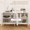 HOMCOM Sideboard Cabinet with Adjustable Shelves, Modern Buffet Cabinet with Carved Line Doors, TV Cabinet for 65 Inch TV, White
