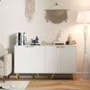 HOMCOM Sideboard Cabinet with Adjustable Shelves, Modern Buffet Cabinet with Carved Line Doors, TV Cabinet for 65 Inch TV, White