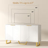 HOMCOM Sideboard Cabinet with Adjustable Shelves, Modern Buffet Cabinet with Carved Line Doors, TV Cabinet for 65 Inch TV, White