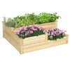 Outsunny 3 Tier Raised Garden Bed, Wooden Raised Planter Box Kit for Growing Vegetables, Herbs, Flowers, 42.5"x 34.6" x14.2", Natural