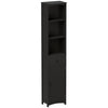 HOMCOM Bathroom Storage Cabinet, Tall Linen Tower with 3-Tier Shelves and Drawer and Door, Black
