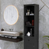 HOMCOM Bathroom Storage Cabinet, Tall Linen Tower with 3-Tier Shelves and Drawer and Door, Black