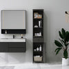 HOMCOM Bathroom Storage Cabinet, Tall Linen Tower with 3-Tier Shelves and Drawer and Door, Black