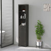 HOMCOM Bathroom Storage Cabinet, Tall Linen Tower with 3-Tier Shelves and Drawer and Door, Black