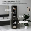 HOMCOM Bathroom Storage Cabinet, Tall Linen Tower with 3-Tier Shelves and Drawer and Door, Black
