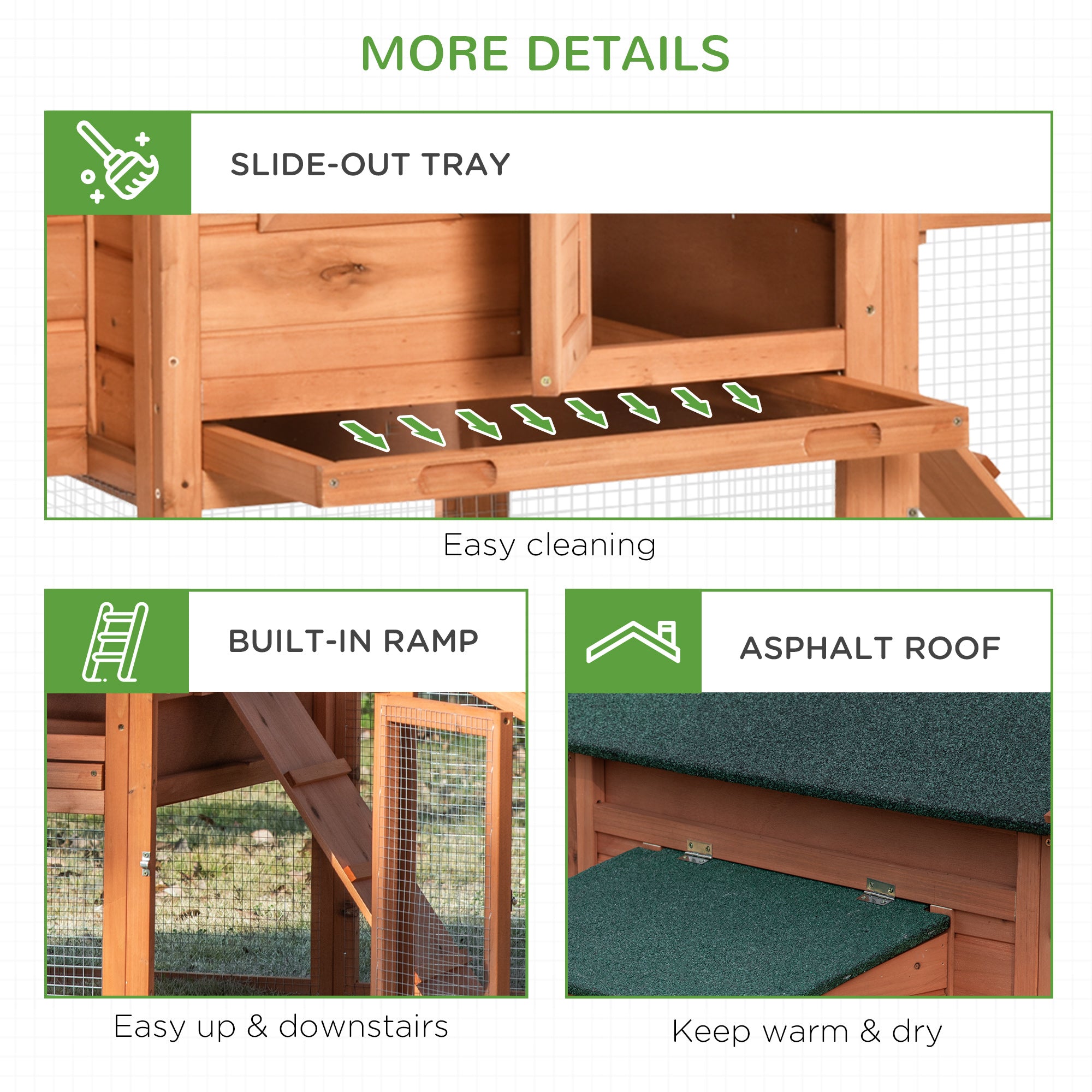 PawHut 69" Chicken Coop Wooden Hen House Rabbit Hutch Poultry Cage Pen Outdoor Backyard with Outdoor Run Nesting Box Removable Tray Waterproof Asphalt Roof Lockable Door Yellow