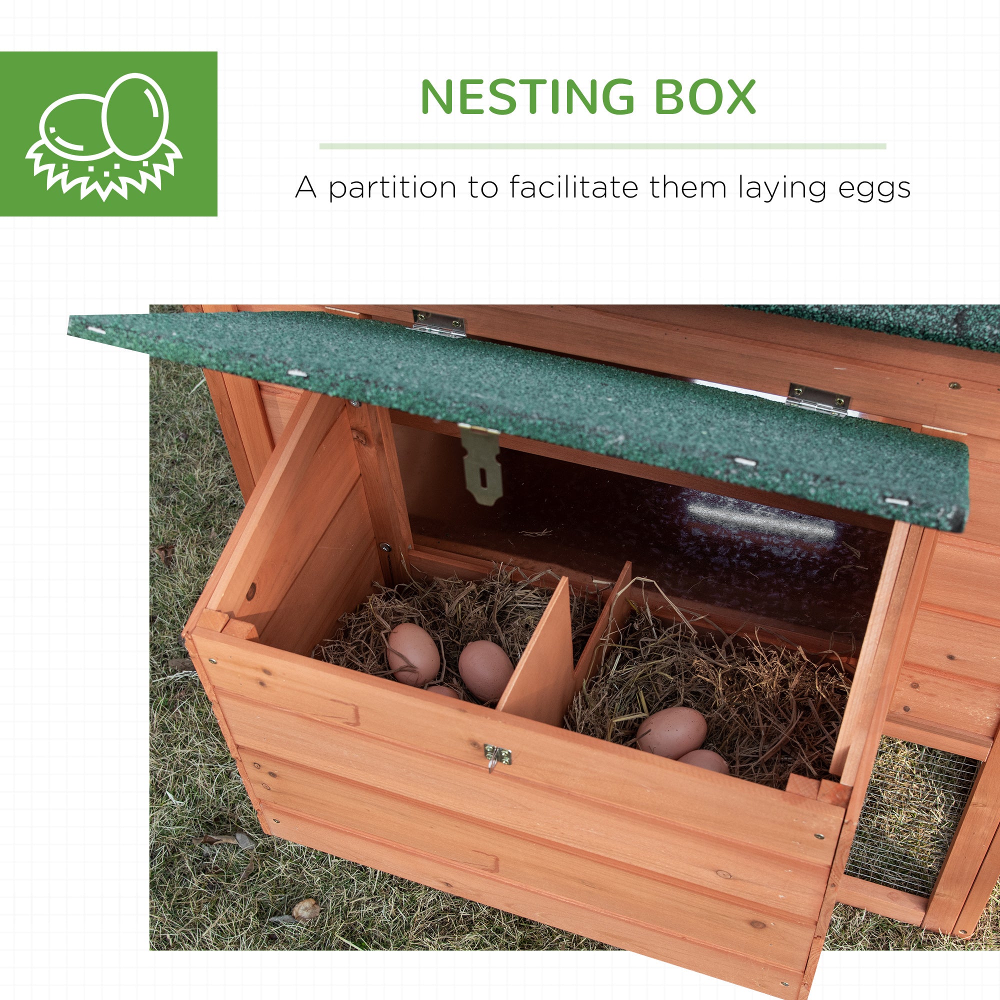 PawHut 69" Chicken Coop Wooden Hen House Rabbit Hutch Poultry Cage Pen Outdoor Backyard with Outdoor Run Nesting Box Removable Tray Waterproof Asphalt Roof Lockable Door Yellow